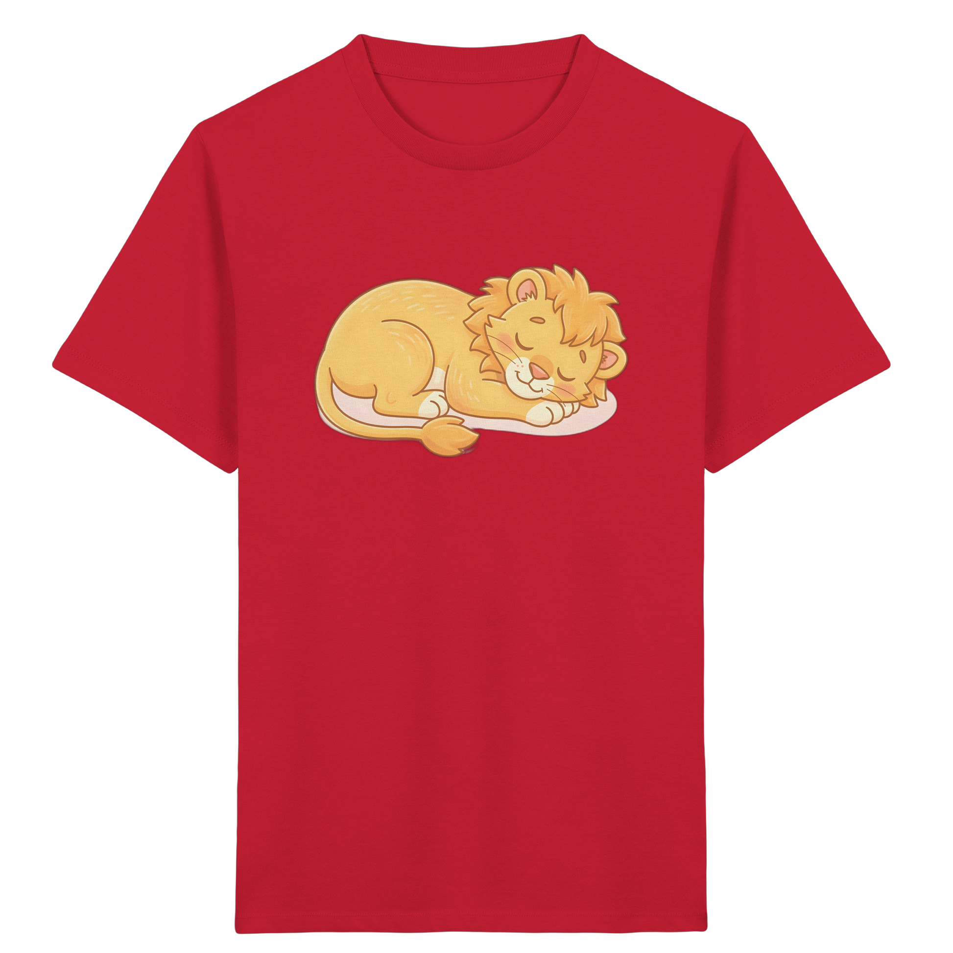 Kinder T-Shirt Schlafender Loewe - Red