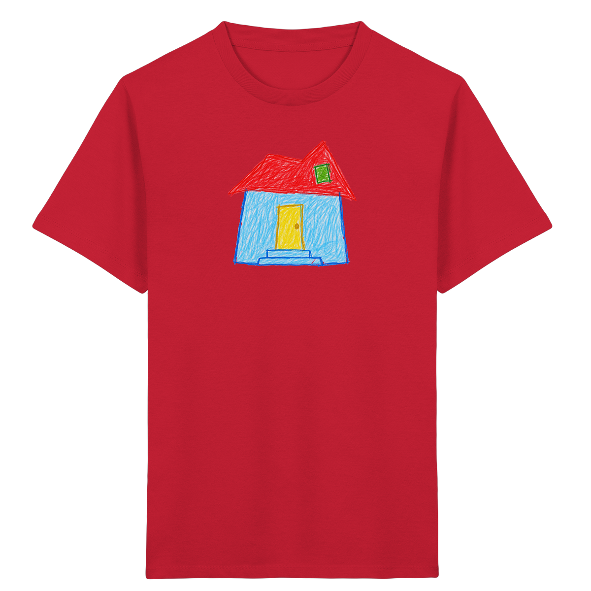 Rotes Knickdachhaus für Kinder - Kinder Bio T-Shirt