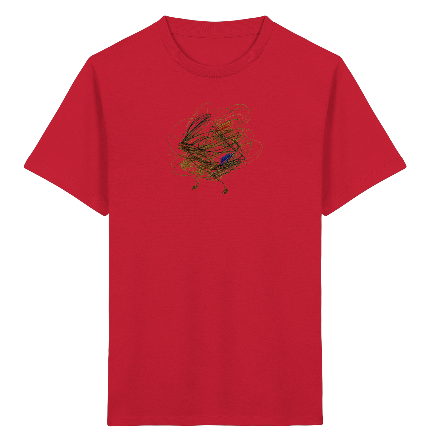 Rotes Kinder Bio T-Shirt mit abstraktem Vogel-Motiv
