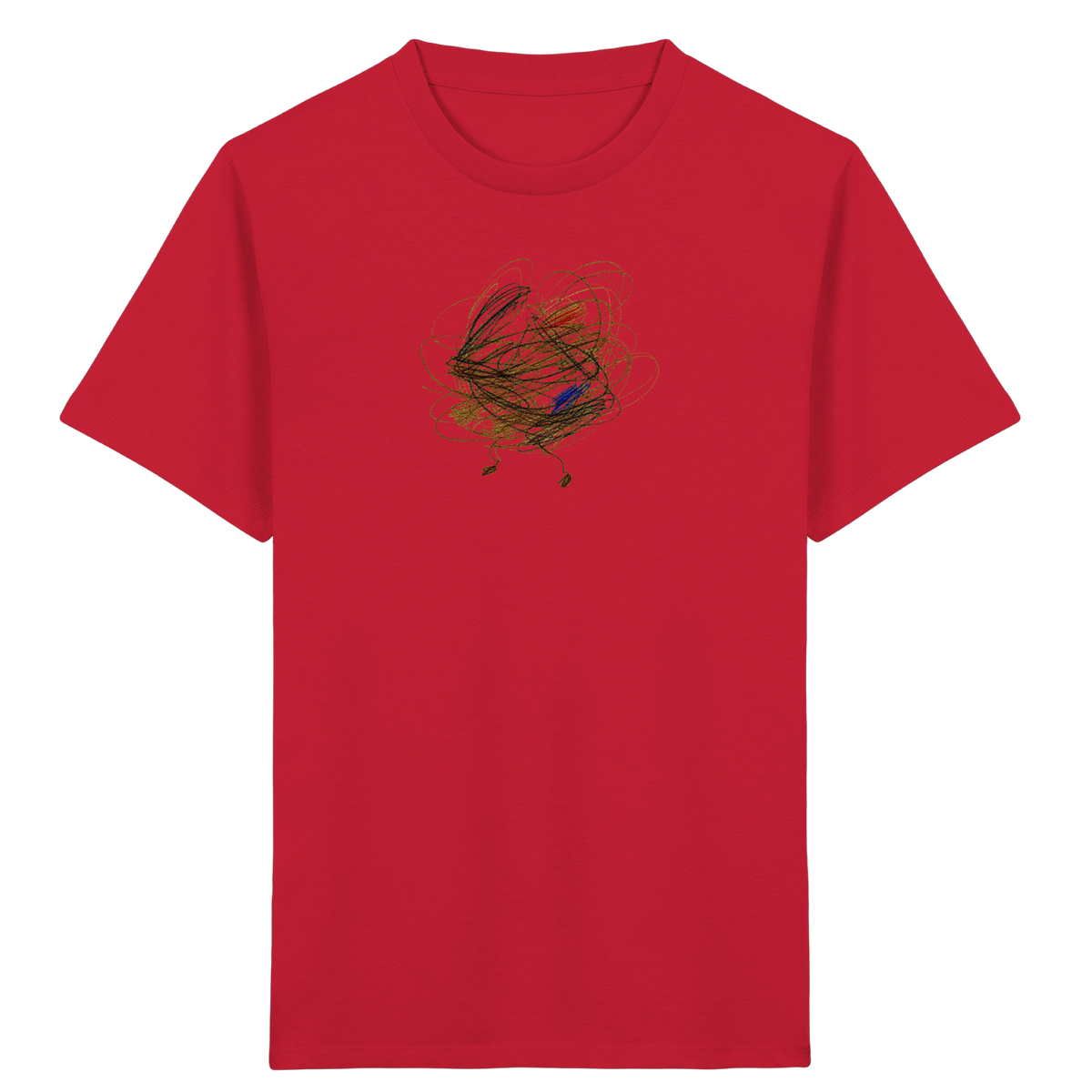Rotes Kinder Bio T-Shirt mit abstraktem Vogel-Motiv