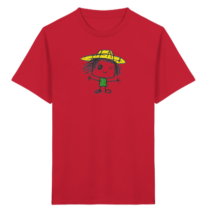 Kritzelkopf mit gelbem Strohhut - Kinder Bio T-Shirt