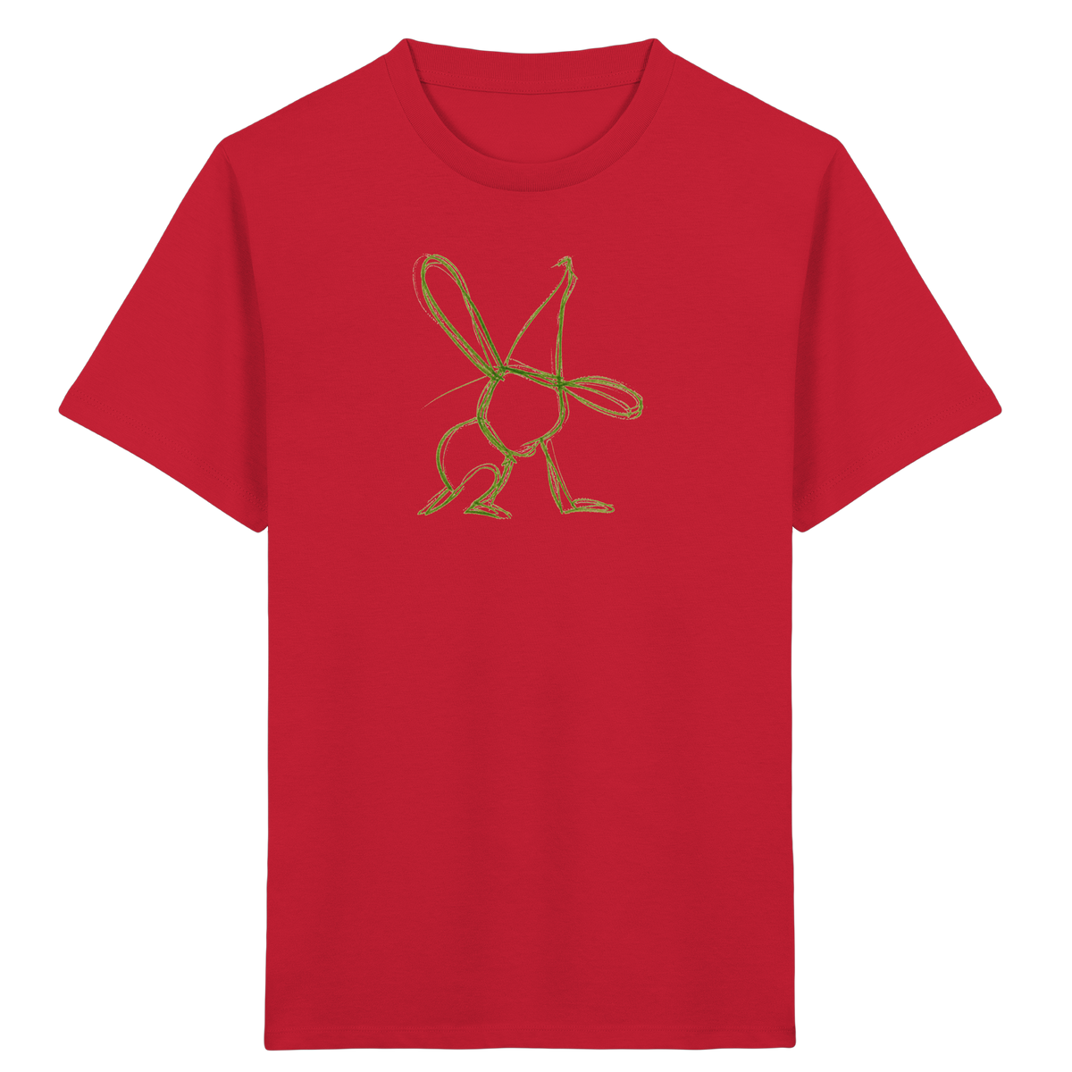 Moosgrüner Wackelhase mit Schultüte - Kinder Bio T-Shirt