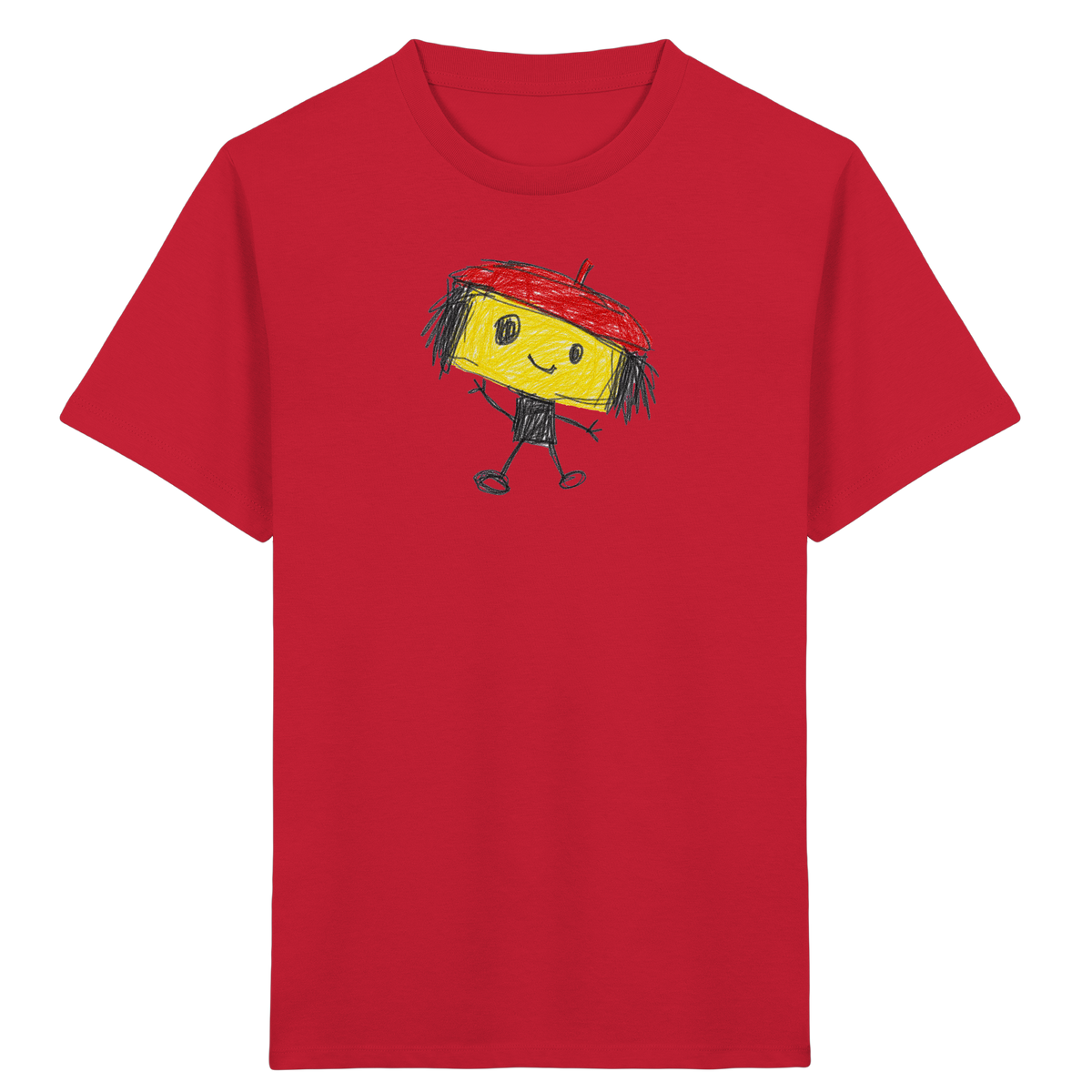 Kritzelkopf mit roter Mütze - Kinder Bio T-Shirt