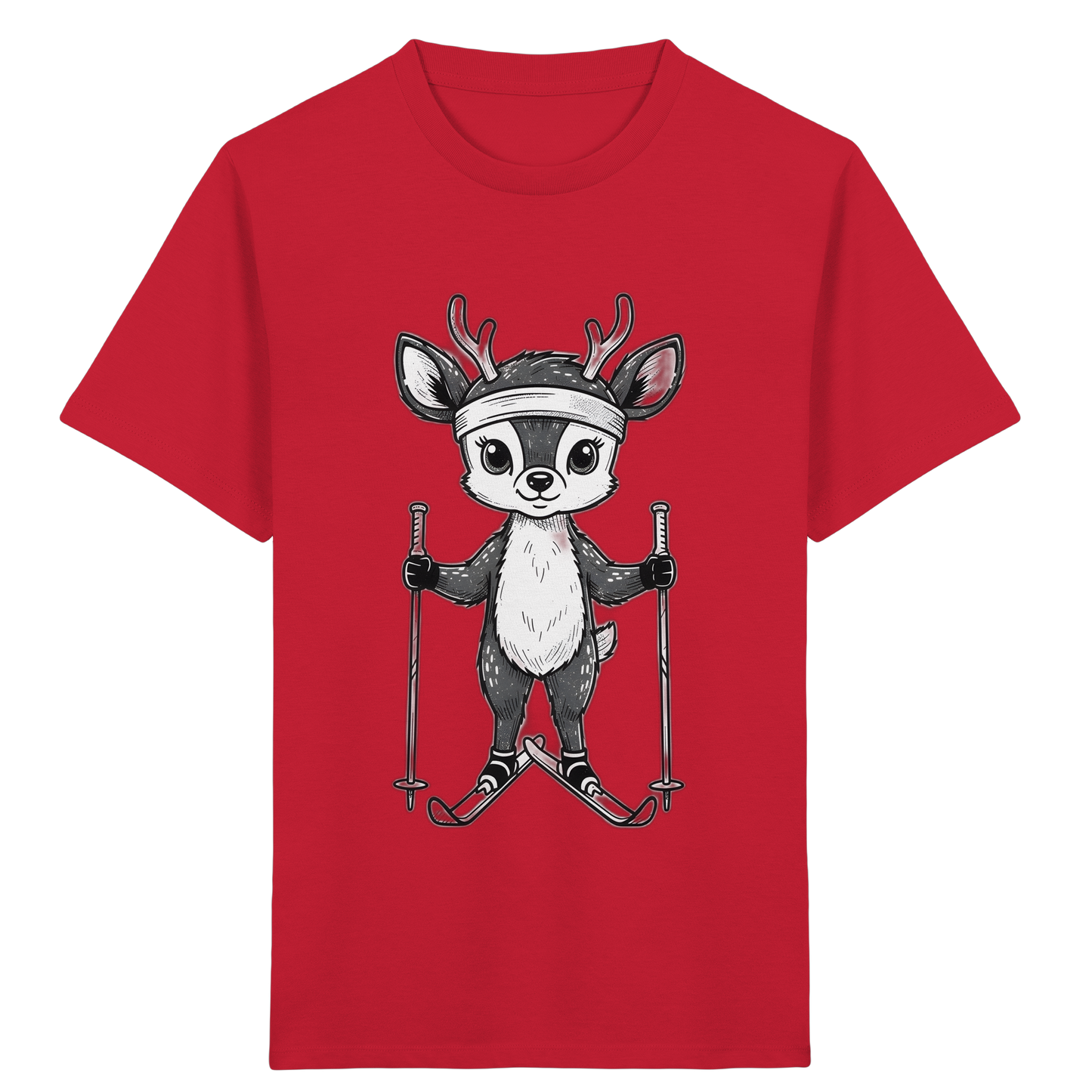 Niedliches Reh auf Skiern T-Shirt - Kinder Bio T-Shirt