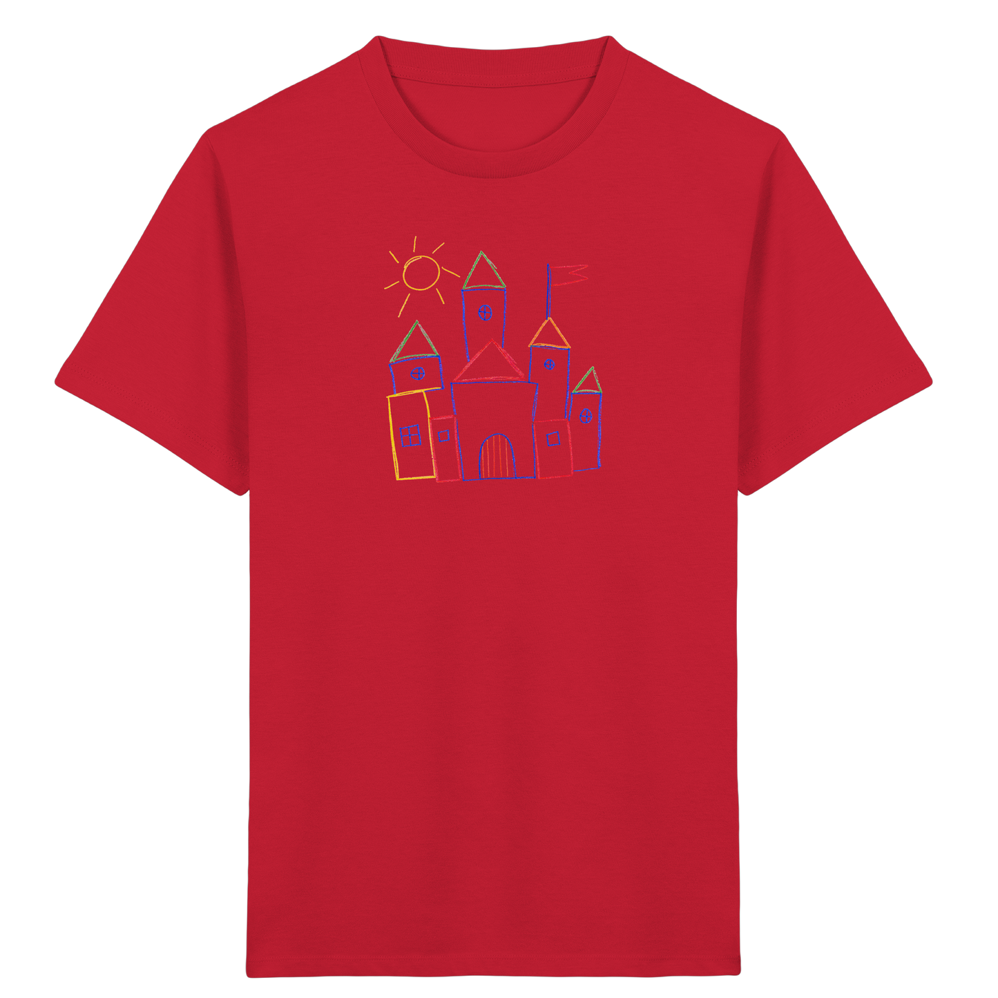 Fröhliches T-Shirt mit Märchenburg Motiv - Kinder Bio T-Shirt