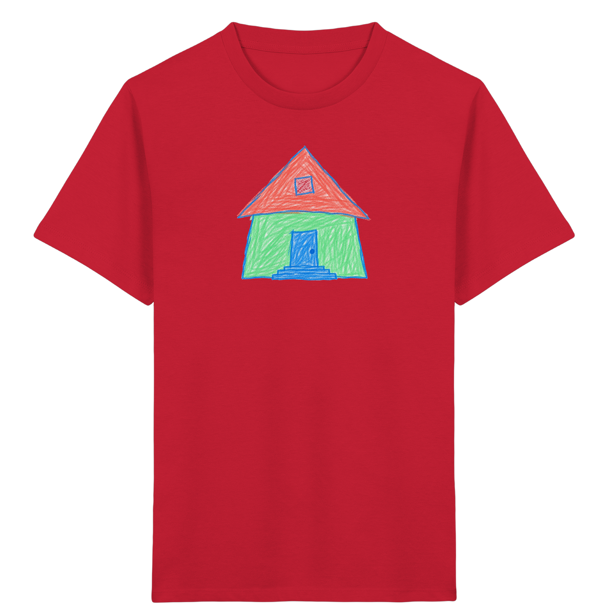 Mintgrünes Haus mit Spitzdach - Kinder Bio T-Shirt