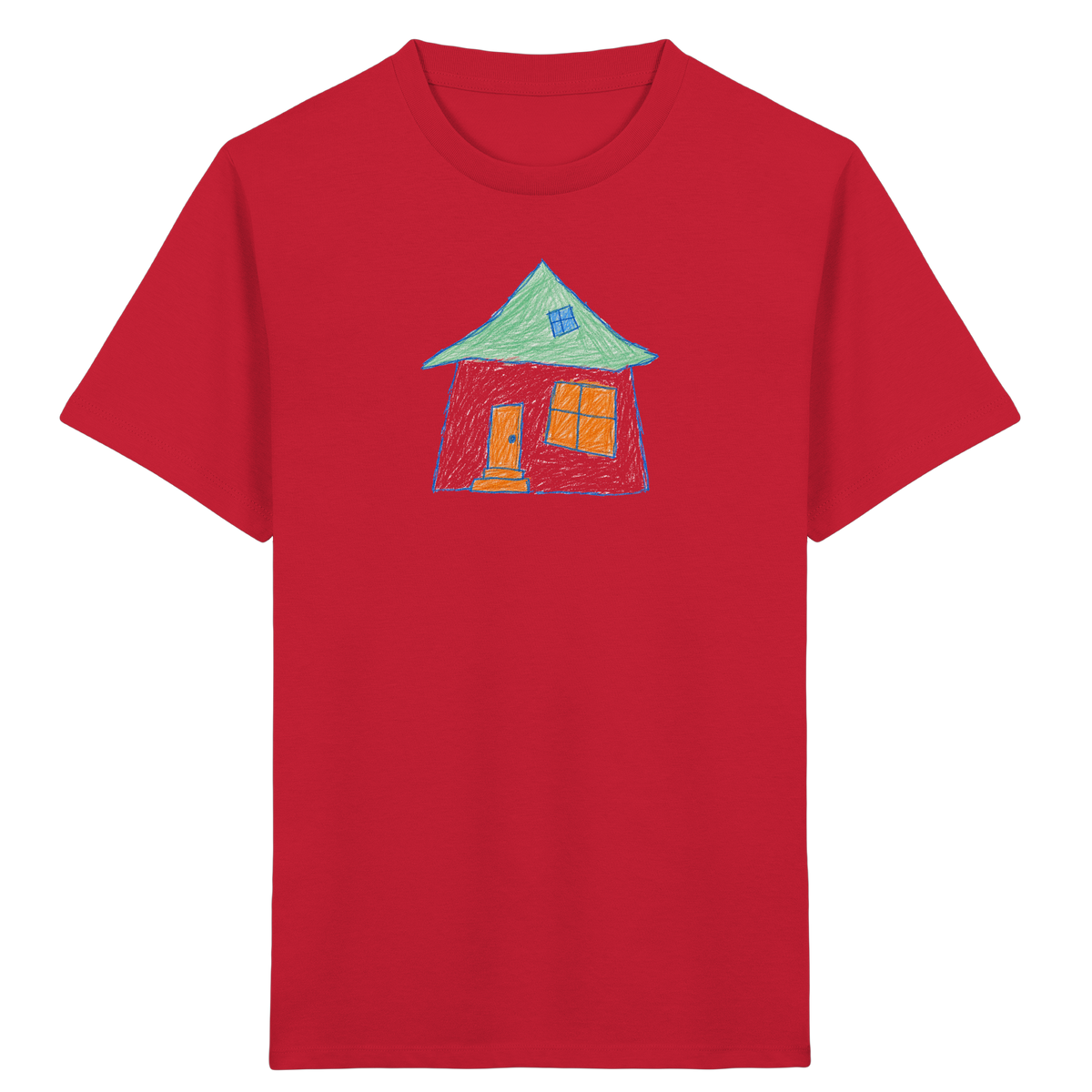 Rosa Haus mit Dachfenster - Kinder Bio T-Shirt