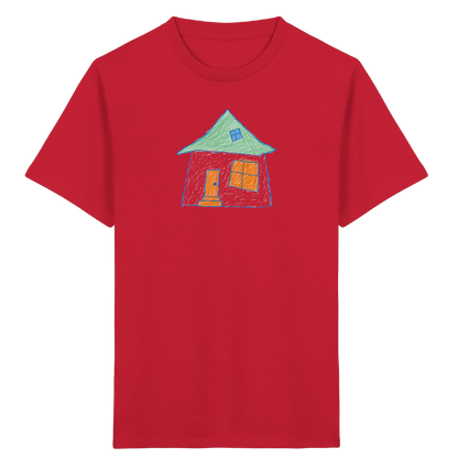 Rosa Haus mit Dachfenster - Kinder Bio T-Shirt
