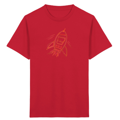 Kupferne Schulrakete mit Ranzenfenster - Kinder Bio T-Shirt