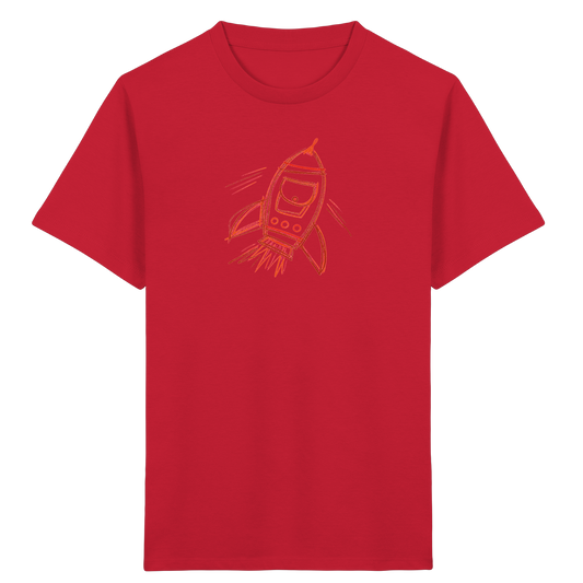 Kupferne Schulrakete mit Ranzenfenster - Kinder Bio T-Shirt