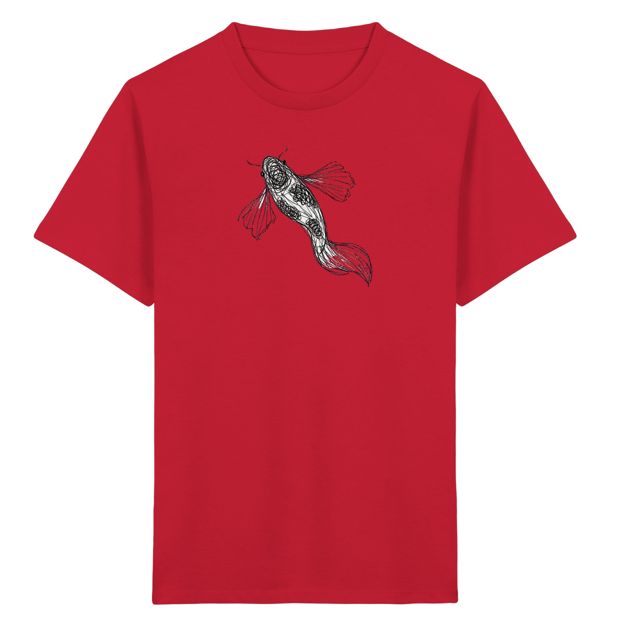 Koi von oben gezeichnet - Kinder Bio T-Shirt