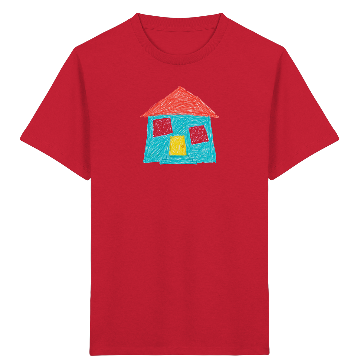 Türkises Haus mit Zwillingsfenstern - Kinder Bio T-Shirt
