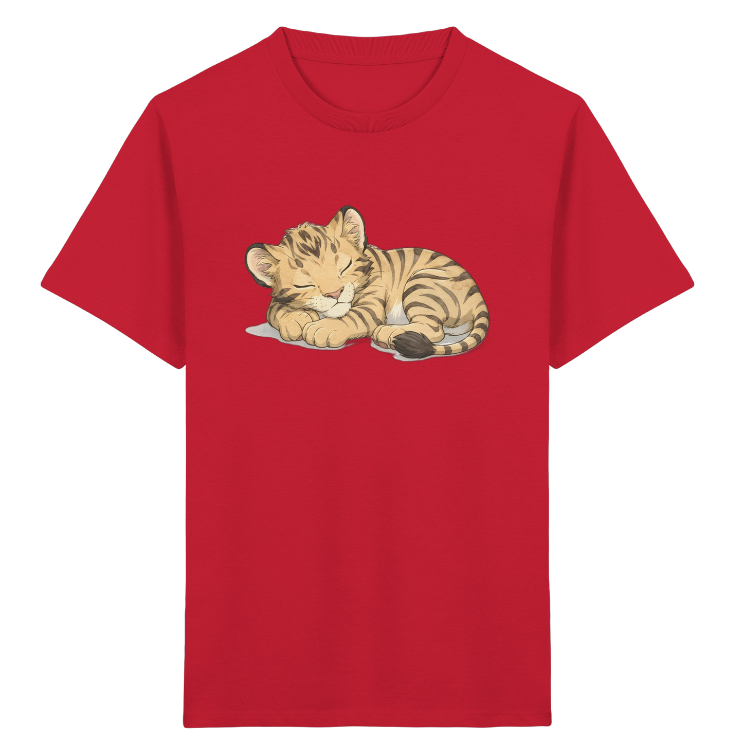 Schlafendes Tigerjunges: Kuscheliges Aquarell T-Shirt - Kinder Bio T-Shirt