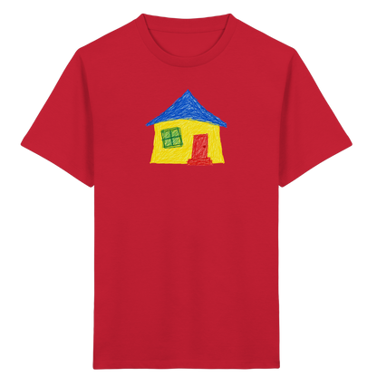 Gelbblaues Haus Kinderzeichnung - Kinder Bio T-Shirt