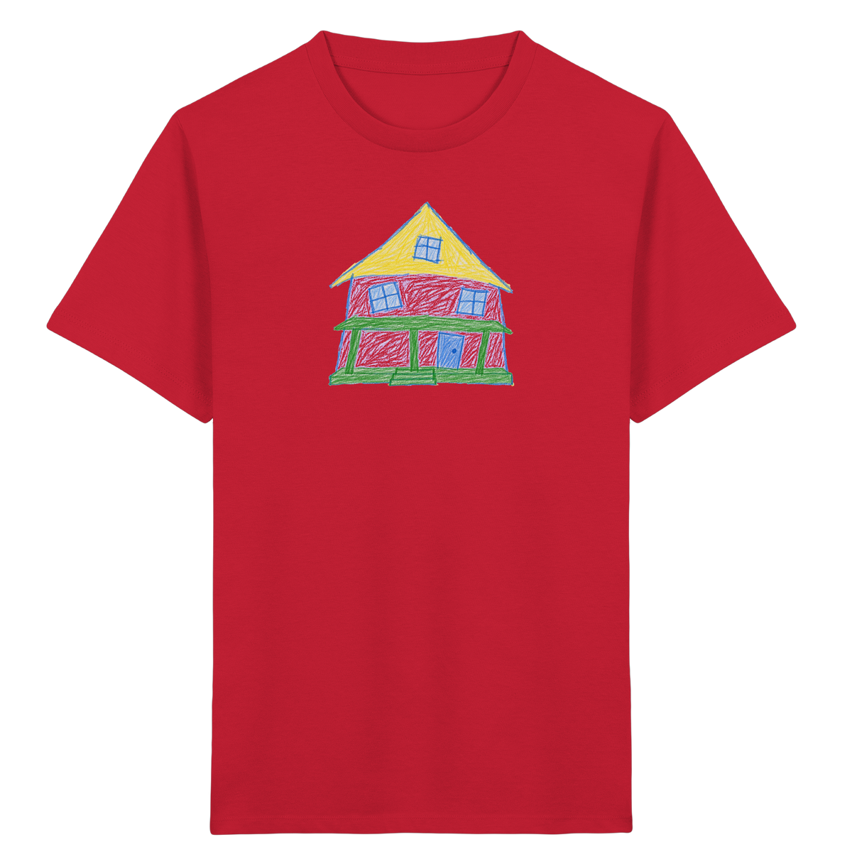 Lila Haus mit Veranda - Kinder Bio T-Shirt