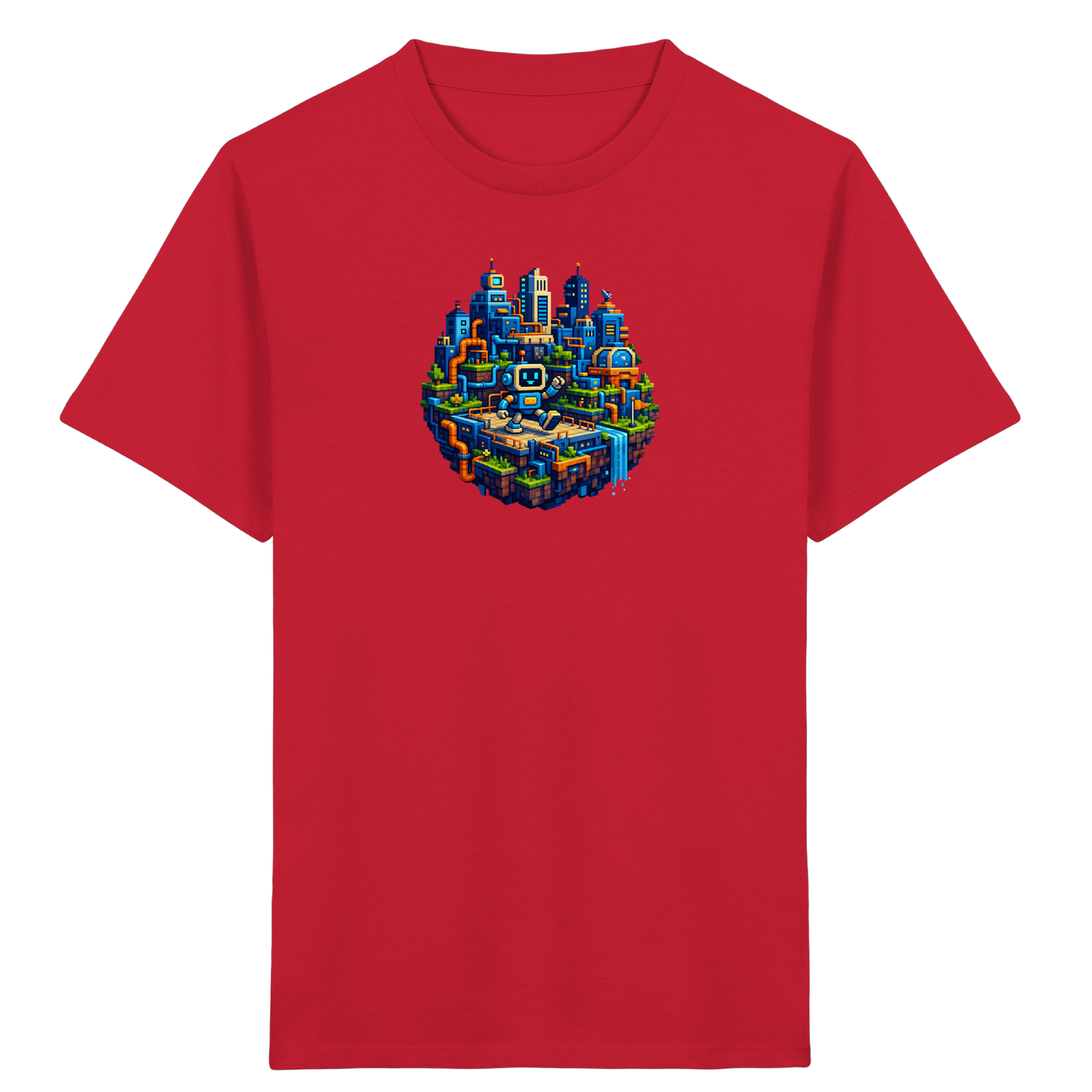 Pixel Roboter Insel Abenteuer T-Shirt - Kinder Bio T-Shirt
