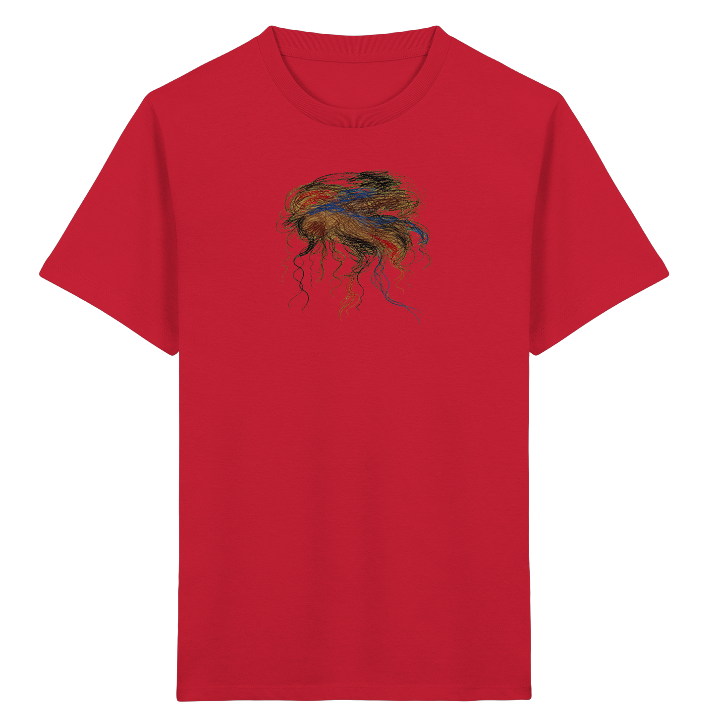 Rotes Kinder Bio T-Shirt mit abstraktem Quallen-Motiv