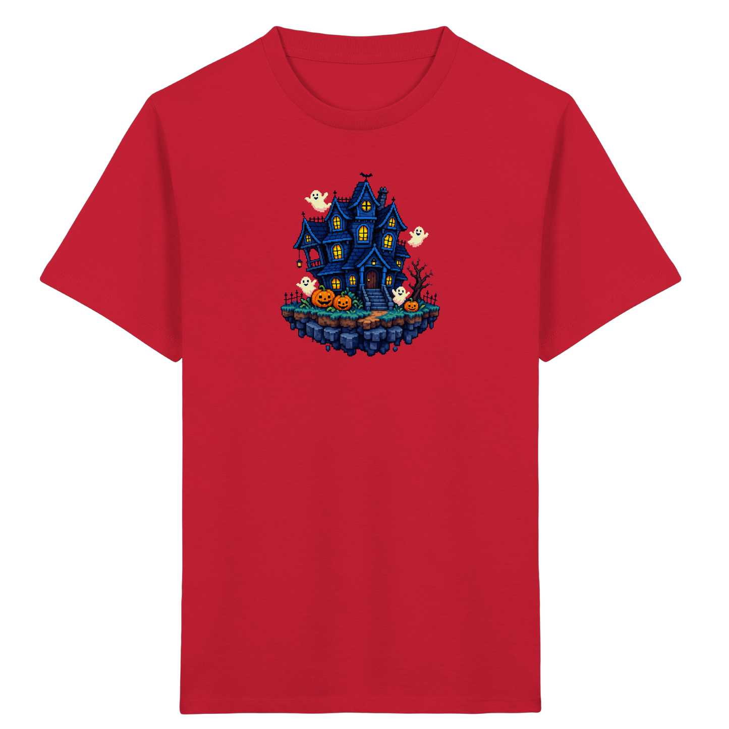 Magisches Pixel Geisterhaus Halloween T-Shirt - Kinder Bio T-Shirt