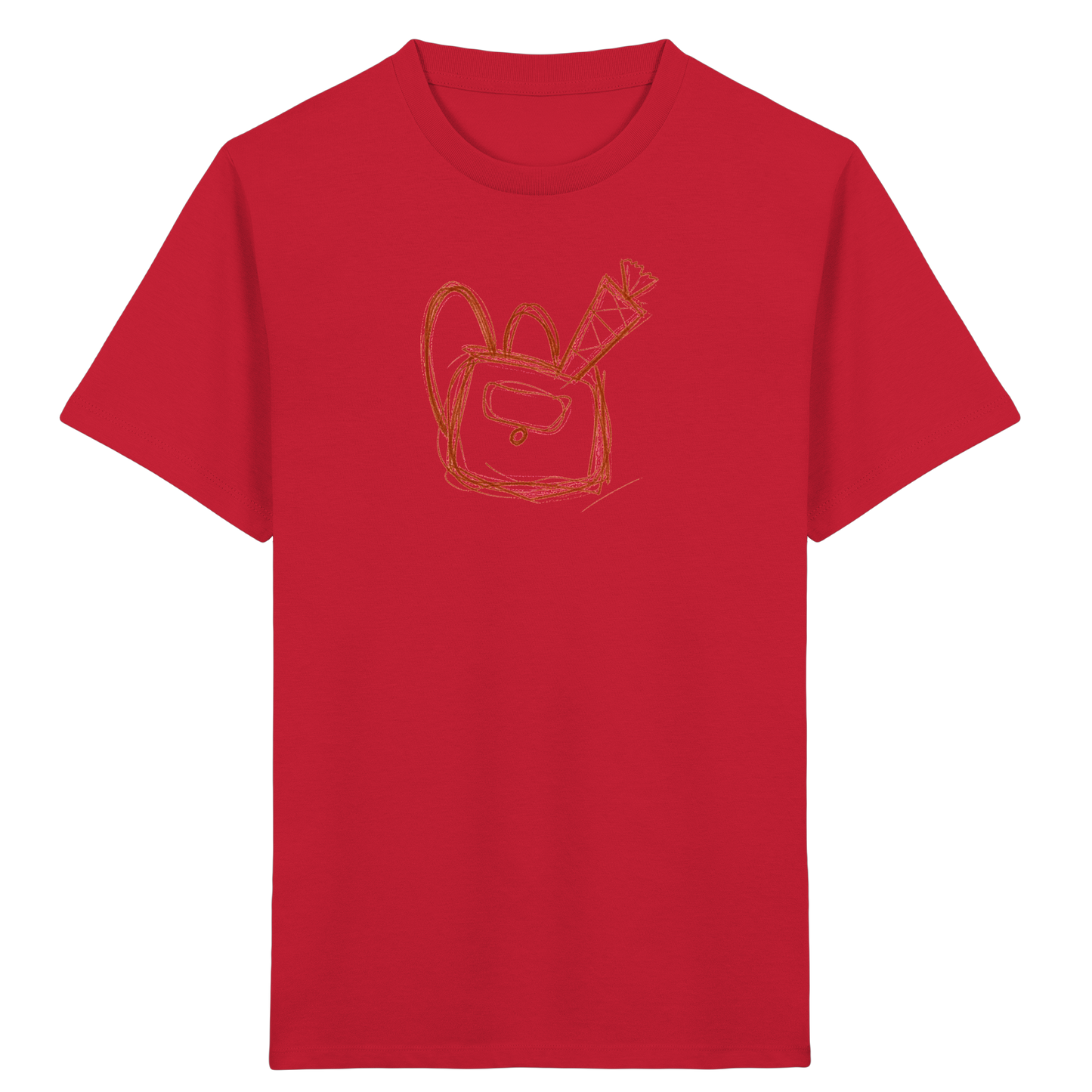 Zimtbrauner Ranzen mit Schultüte - Kinder Bio T-Shirt