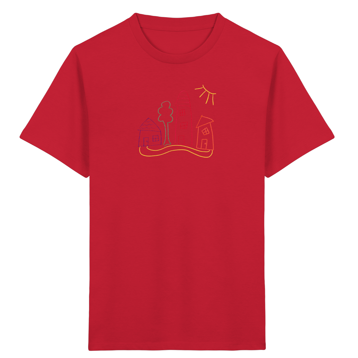 Buntes Dorf T-Shirt für Kinder - Kinder Bio T-Shirt