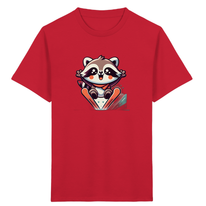 Waschbär auf Skiern – Kinder Bio-T-Shirt