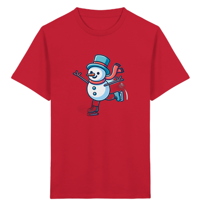 Schneemann auf Schlittschuhen – Kinder Bio-T-Shirt