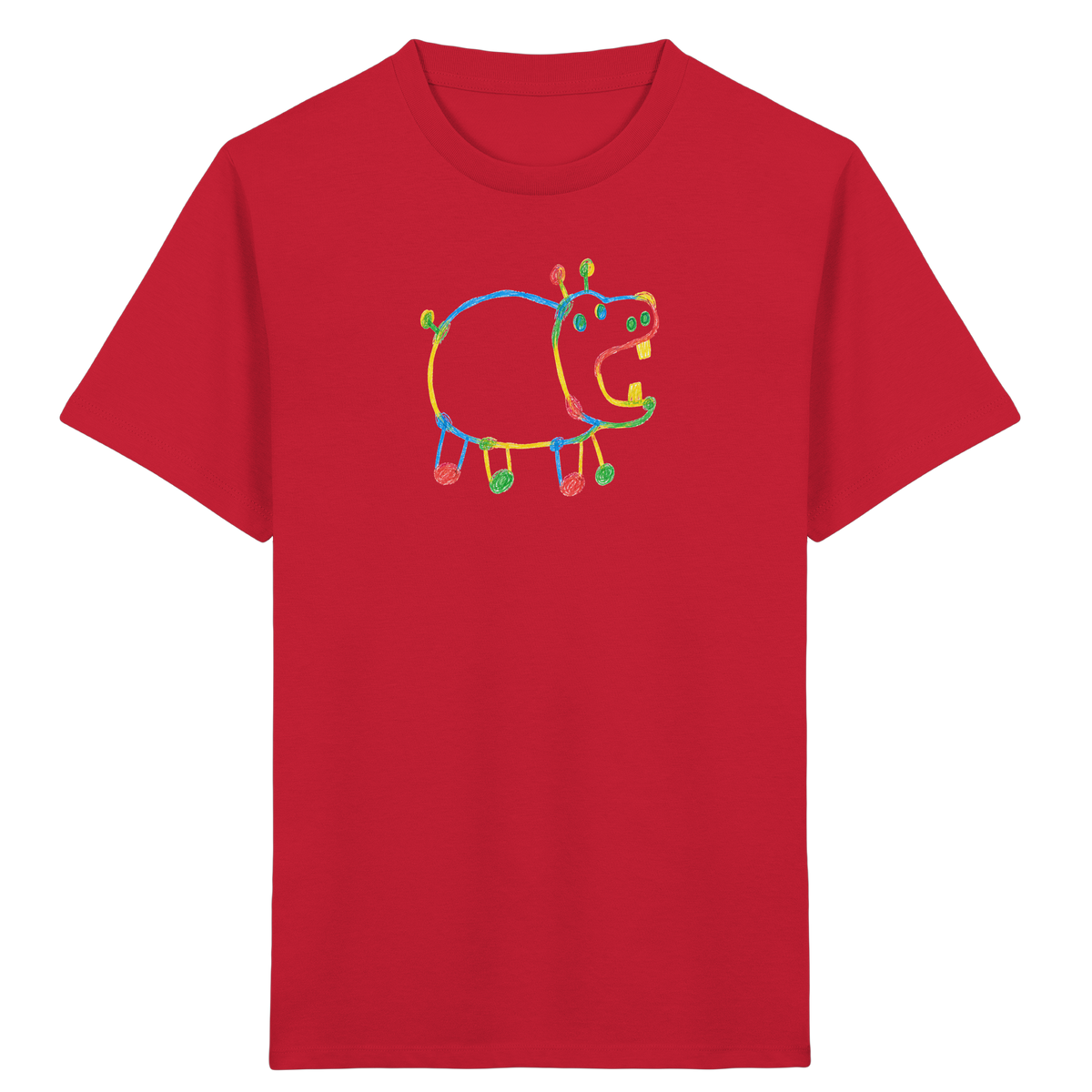 Buntes Farbpunkt Nilpferd Shirt - Kinder Bio T-Shirt