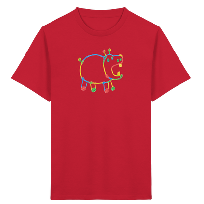 Buntes Farbpunkt Nilpferd Shirt - Kinder Bio T-Shirt