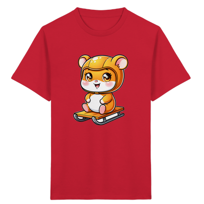 Kinder-T-Shirt mit Hamster auf einem Schlitten