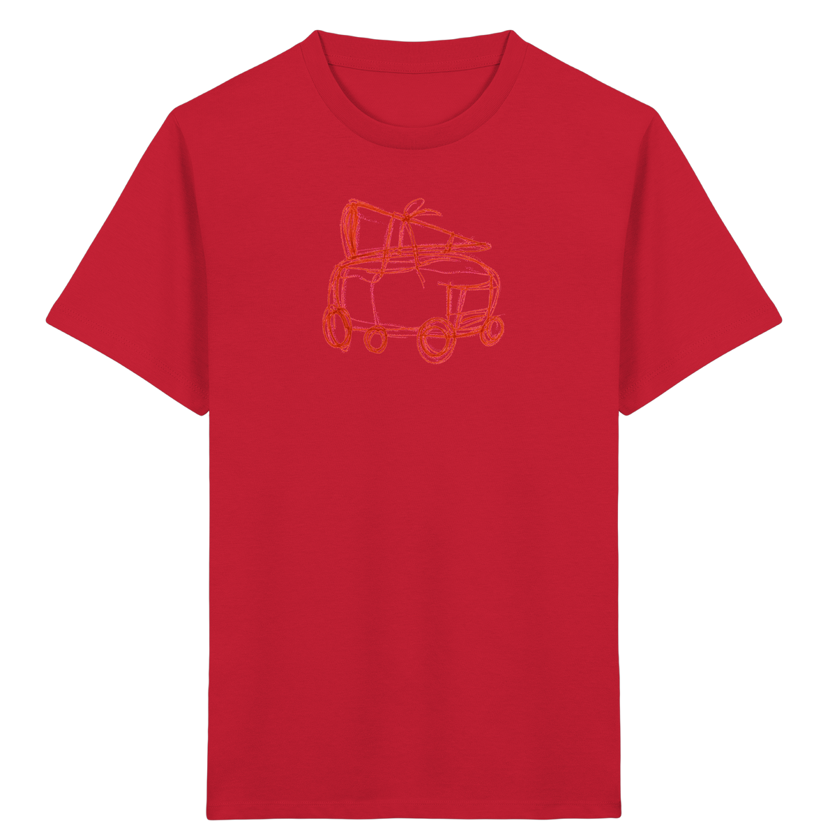 Rostroter Schulbus mit Schultüte - Kinder Bio T-Shirt
