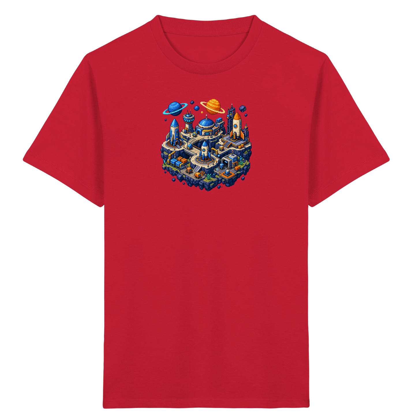 Futuristische Weltraumbasis Pixel Art T-Shirt - Kinder Bio T-Shirt