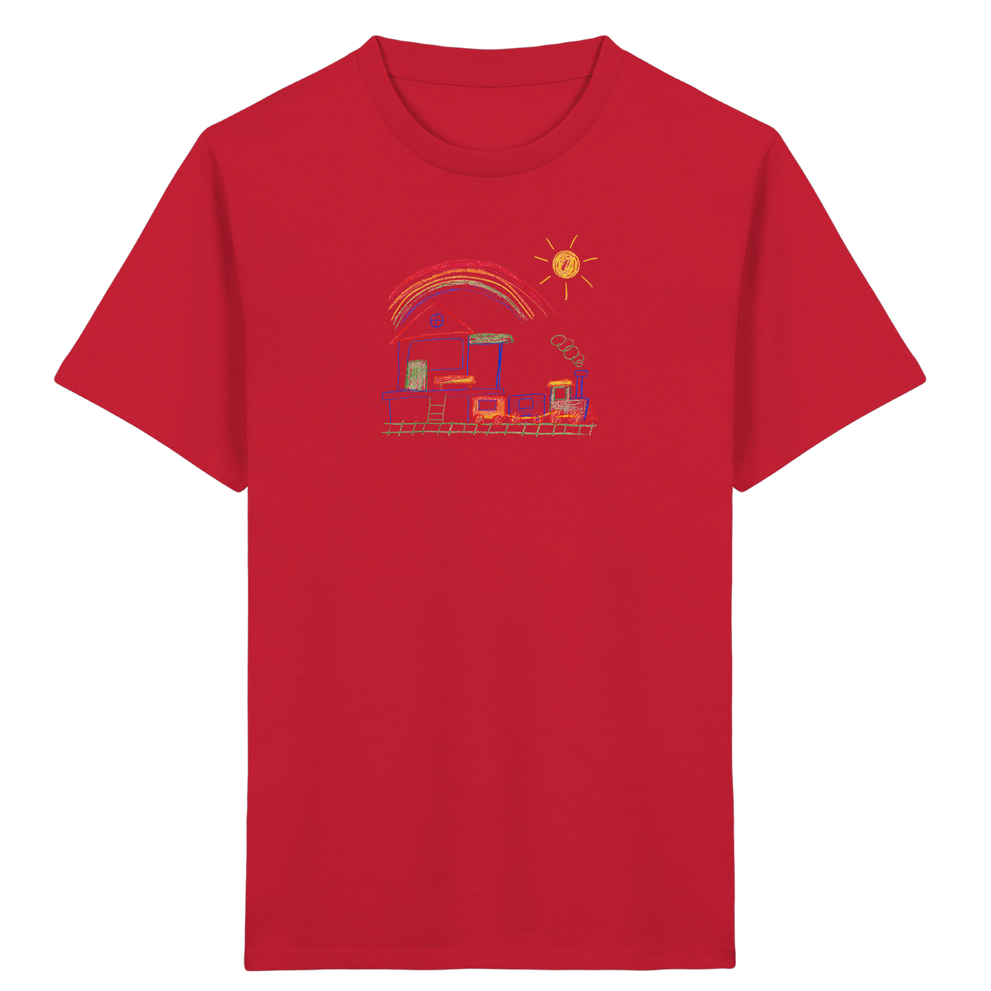 Buntes Kinder T-Shirt mit Zugmotiv - Kinder Bio T-Shirt