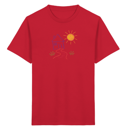 Kindershirt mit bunter Wachsmalstift Zeichnung - Kinder Bio T-Shirt
