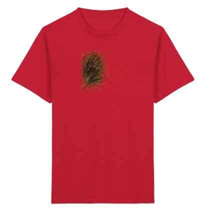Abstraktes Kritzel-T-Shirt mit roter Linie - Kinder Bio T-Shirt