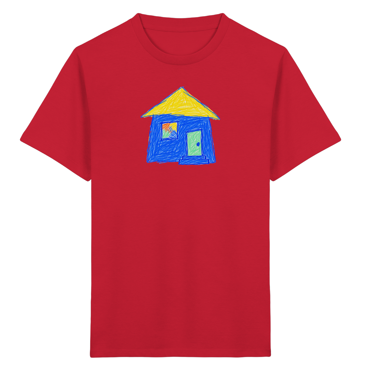 Blaues Regenbogenfenster Haus - Kinder Bio T-Shirt