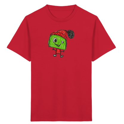 Kritzelkopf mit roter Bommelmütze - Kinder Bio T-Shirt