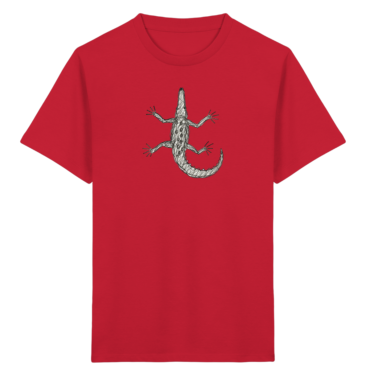 Krokodil von oben gezeichnet - Kinder Bio T-Shirt