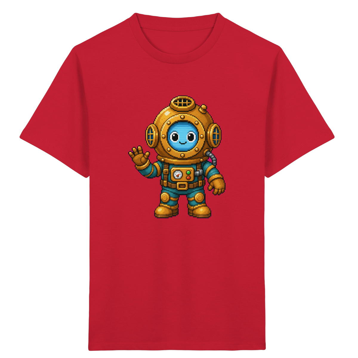 Pixel-Taucher: Goldener Helm Kinder T-Shirt - Kinder Bio T-Shirt