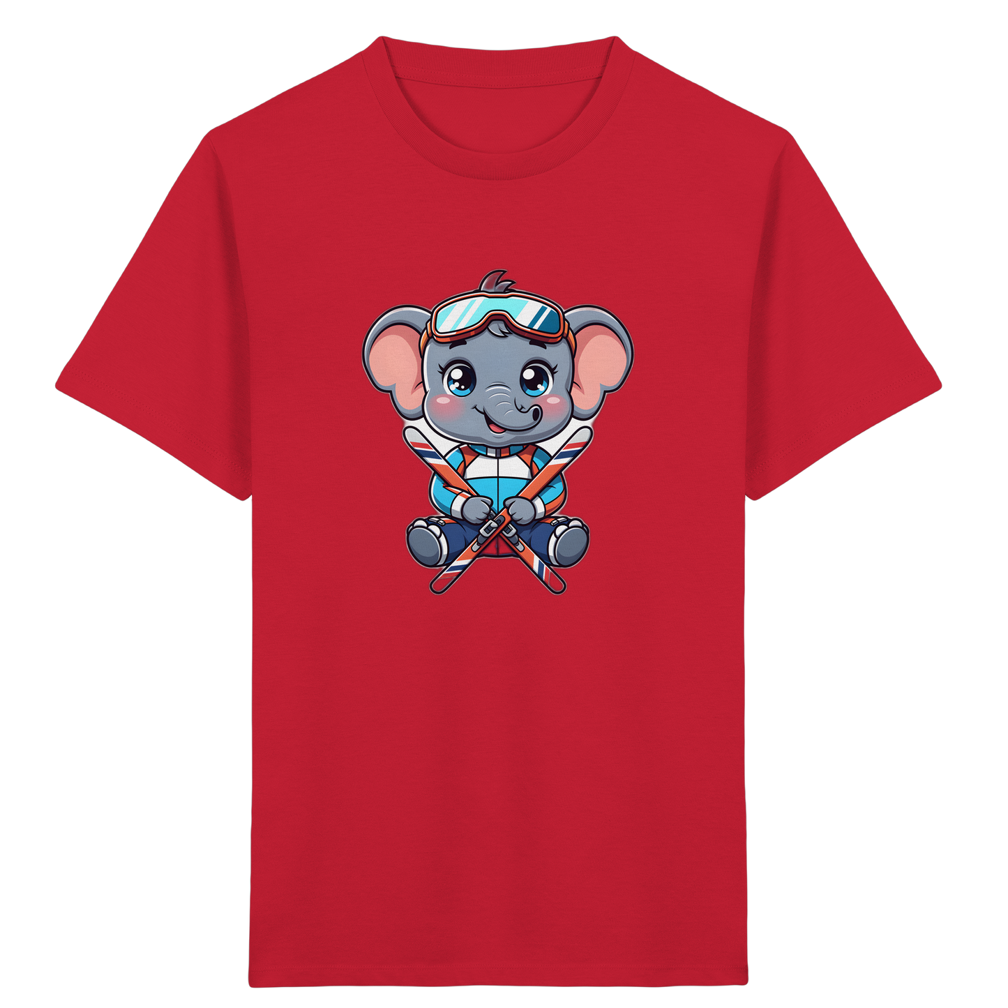 Skifahrender Elefant: Fröhliches Kinder T-Shirt