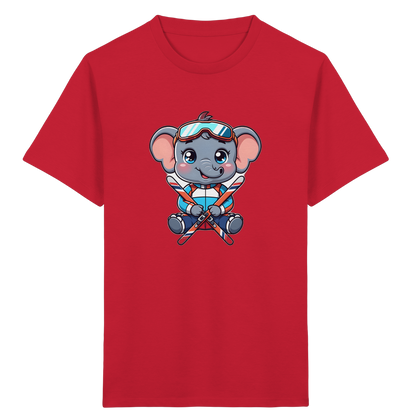Kinder-T-Shirt mit skifahrendem Elefanten