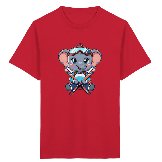 Skifahrender Elefant: Fröhliches Kinder T-Shirt