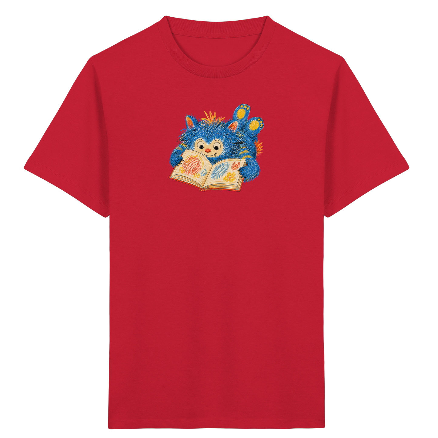 Bücherwurm Monster liest Bilderbuch - Kinder Bio T-Shirt