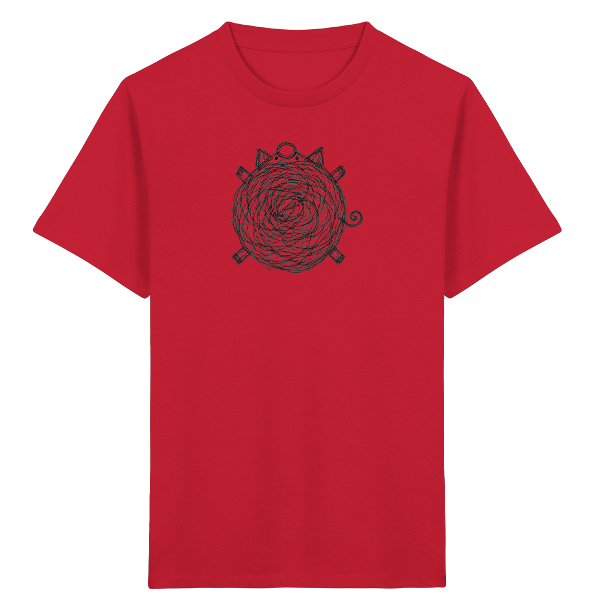 Schwein von oben Kritzelmotiv - Kinder Bio T-Shirt