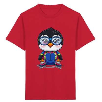 Pinguin auf Schlittschuhen – Kinder Bio-T-Shirt