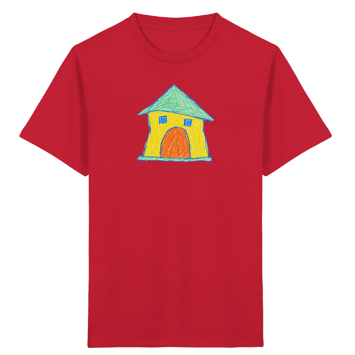 Gelbes Torhaus mit Mintdach - Kinder Bio T-Shirt