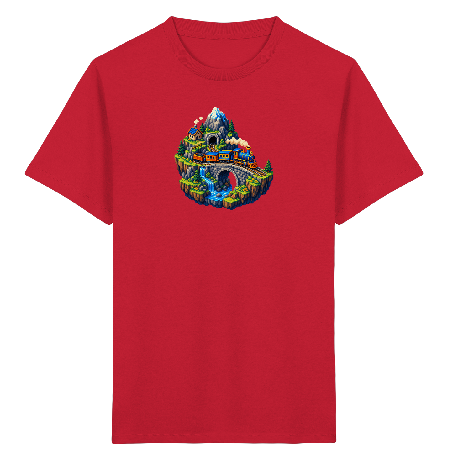 Retro Pixel Zug Abenteuer Shirt - Kinder Bio T-Shirt