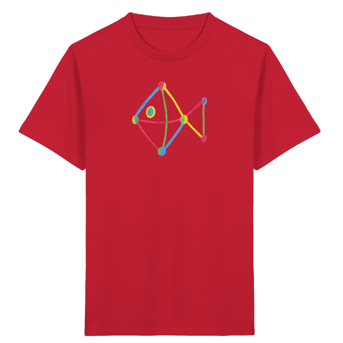 Farbpunkt Fisch Kinderzeichnung - Kinder Bio T-Shirt