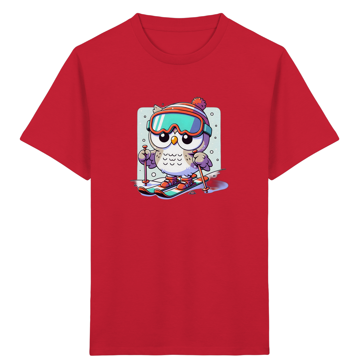 Cartoon Eule auf Skiern T-Shirt