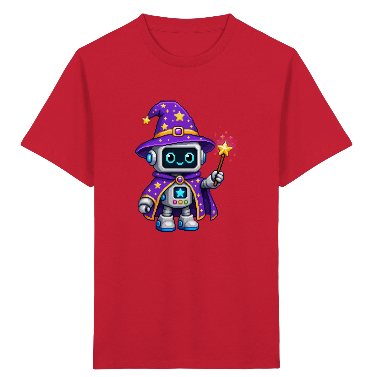 Pixel Roboter Zauberer T-Shirt: Magischer Spaß - Kinder Bio T-Shirt