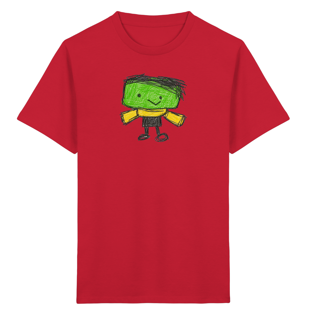Kritzelkopf mit gelbem Schal - Kinder Bio T-Shirt